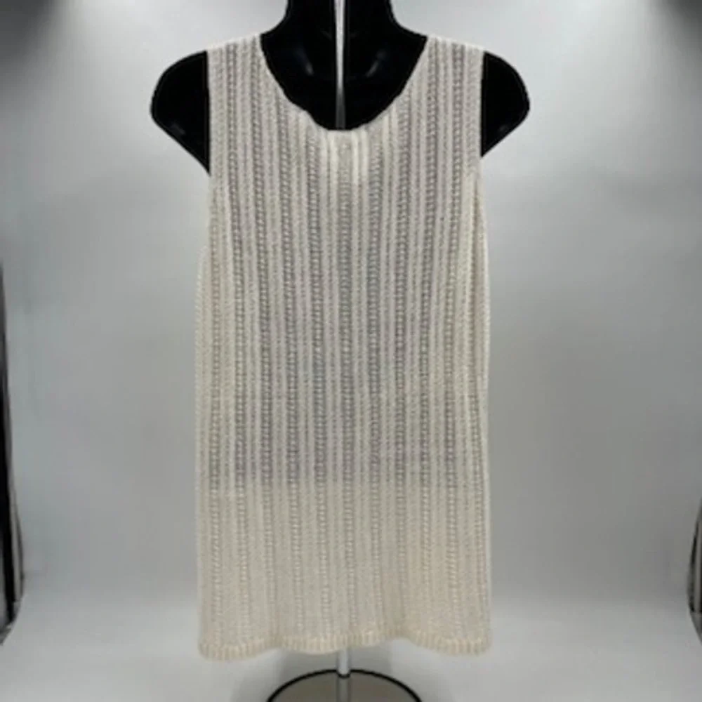 Marled Reunited Clothing Ivory Knit Tank Top‎ Sleeveless Pointelle Sweater Large